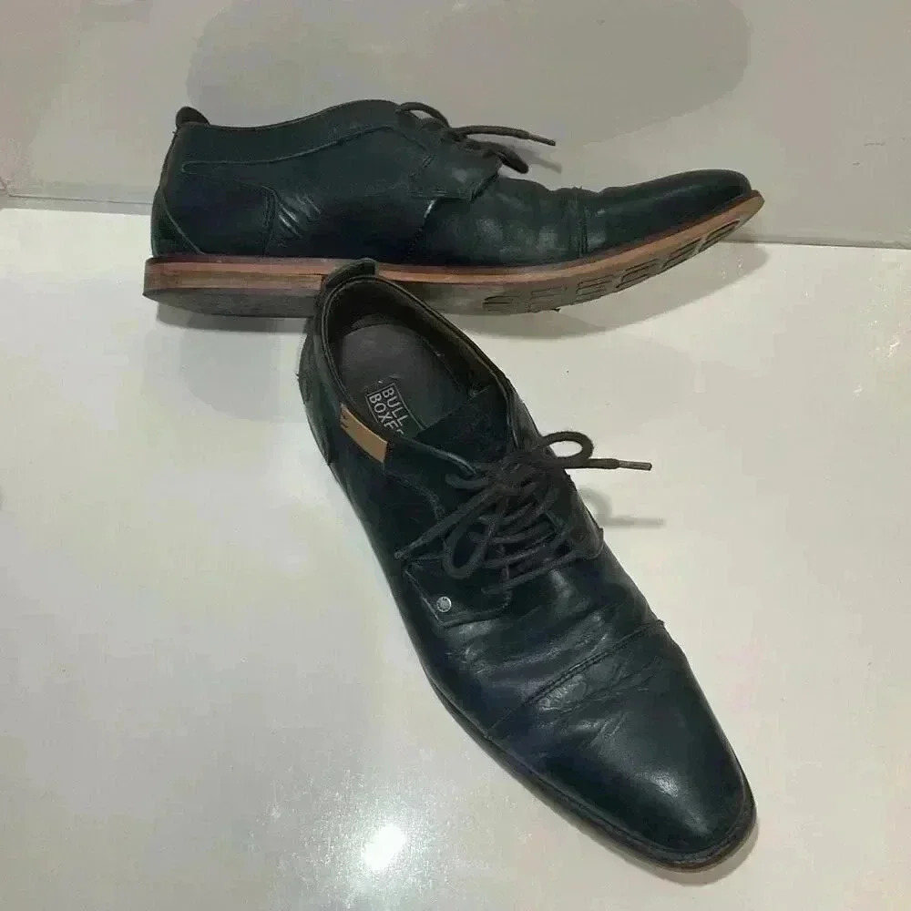 Bull Boxer Handcrafted Leather Men’s Black Loafers, Size 45 /12 US Dress Shoes